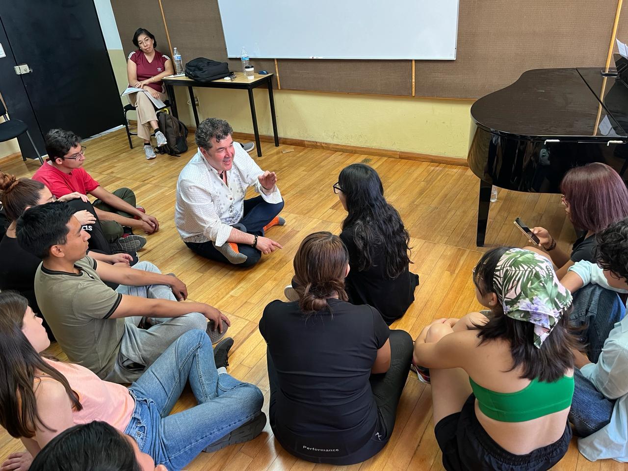 Luis teaching, working on resonance with a singer
